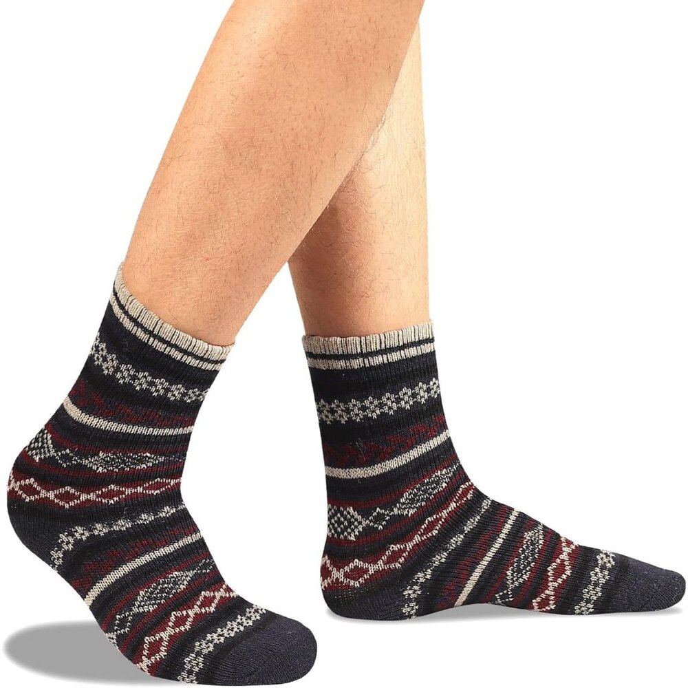 Men's Winter Wool Socks Thermal Warm Soft Crew Socks (5 Pairs) - Picture 4 of 7